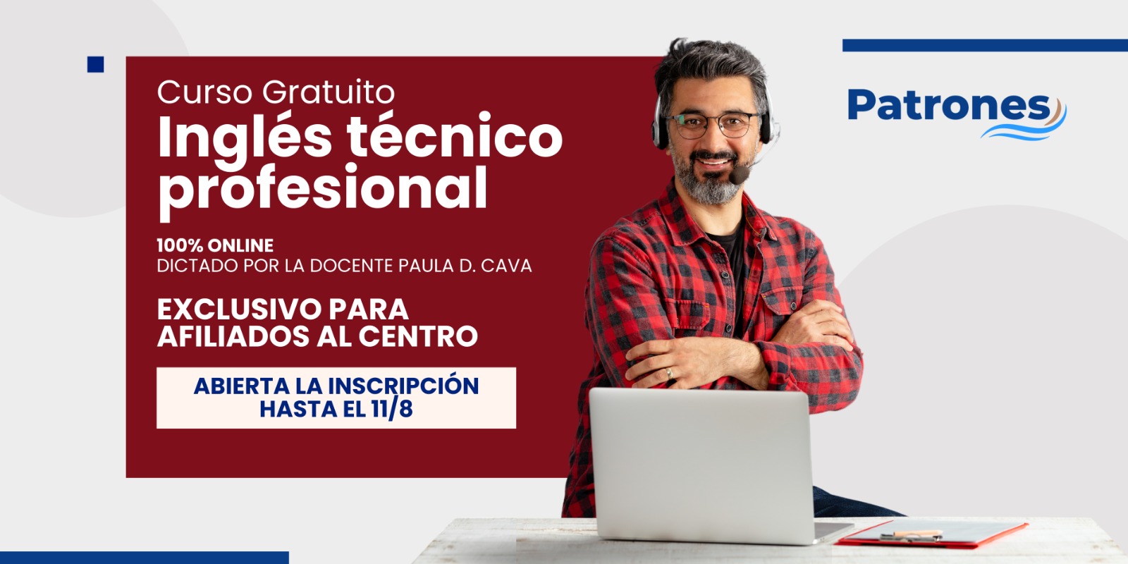 Inglés Técnico Profesional 100% Virtual para Afiliados/as del Centro de Patrones